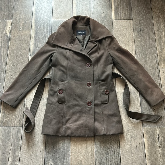 Nine West Olive Wool Pea Coat - Picture 6 of 16